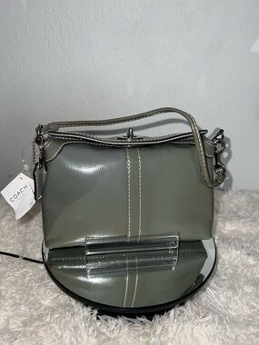 Coach Olive Gray Patent  Leather Wristlet